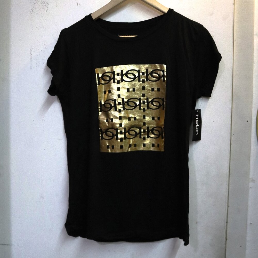 Bebe - Black and Gold Graphic T-Shirt (5CTA1089BB)